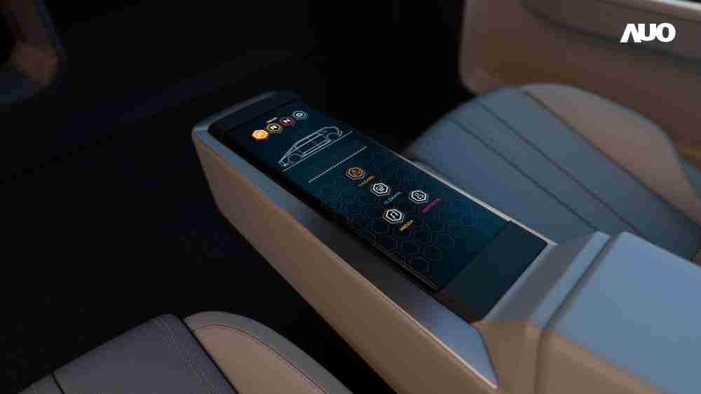 JDB电子以人性化设计打造多变形态中控显示(Morphing Center Control)，，，不使用时仅平面显示信息，，进行操作时，，显示器则会动态隆起，，，转变成3D实体按钮，，并有触觉回馈，，，，展示人机互动新体验